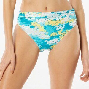 CARMEN MARC VALVO womens Classic Shirred Waist Bikini Bottom Madeira Garden Sz S